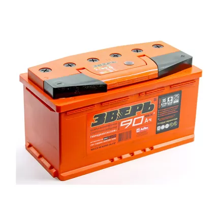 Зверь 6СТ-90 АЗУ R 90 A/h 900 A R+ 353x175x190 мм