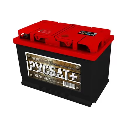 РУСБАТ+ 75 A/h 680 A R+ 6СТ-75 Евро 278x175x190 мм
