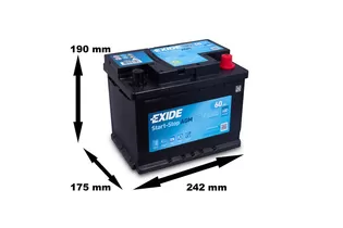 EXIDE Start-Stop AGM EK600 60 A/h 680A R+ 242x175x190 мм