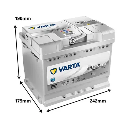 VARTA Silver Dynamic AGM D52 60 А/h 680 А R+ 242x175x190 мм