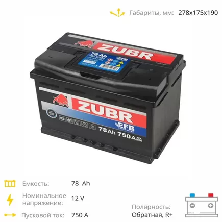 Zubr EFB 78 A/h 750 A R+ 278x175x190 мм