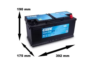 EXIDE Start-Stop EFB EL1050 105 A/h 950 A R+ 393x175x190 мм