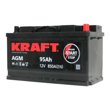 Kraft AGM Start&Stop 95 A/h 850 А R+ 353x175x190 мм