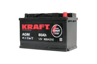 Kraft AGM StartStop 80 A/h 800 A R+ 315x175x190 мм