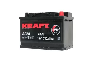 Kraft AGM StartStop 70 A/h 760 А R+ 278x175x190 мм