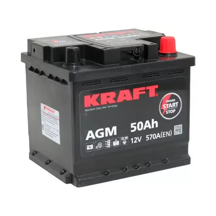 Kraft AGM Start&Stop 50 A/h 570 A R+ 207x175x190 мм
