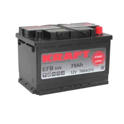 Kraft EFB Start&Stop 70 A/h 760 А R+ 278x175x190 мм