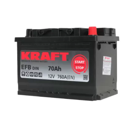 Kraft EFB Start&Stop 70 A/h 760 А R+ 278x175x190 мм