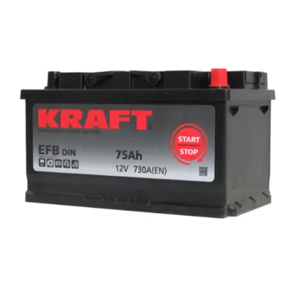 Kraft EFB Start&Stop 75 A/h 730 A R+ низкий 315х175х175 мм