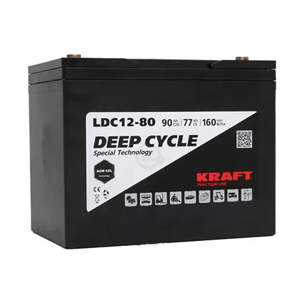 Аккумулятор Kraft 12V-90 Ah (C20) L (12В/90 А·ч)