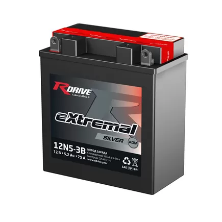 RDrive eXtremal Silver 12N5-3B 5 A/h 75 A R+ 120x60x130 мм