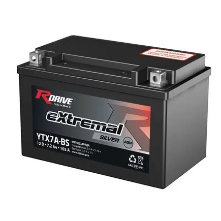 RDrive eXtremal Silver YTX7A-BS 7 A/h 105 A L+ 150x87x93 мм