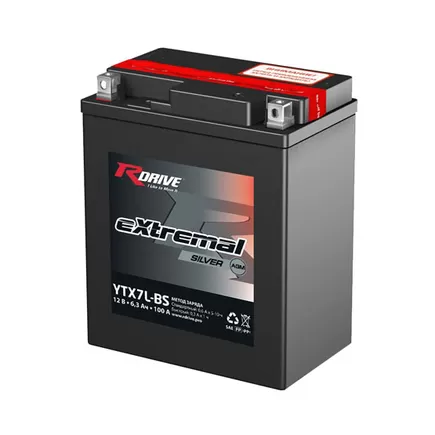 RDrive eXtremal Silver YTX7L-BS 6 A/h 100 A R+ 113x70x130 мм