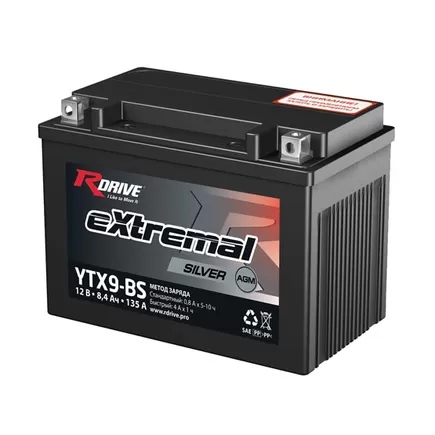 RDrive eXtremal Silver YTX9-BS 8 A/h 135 A L+ 150x87x105 мм