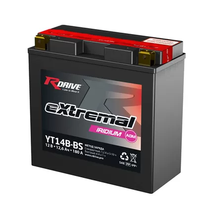 RDrive eXtremal Iridium YT14B-BS 12 A/h 180 A L+ 152x70x145 мм