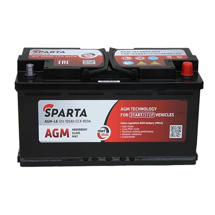 Sparta AGM L-6 105 A/h 950 A R+ 393x175x190 мм