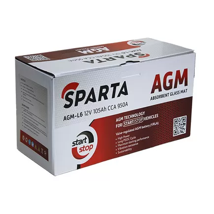 Sparta AGM L-6 105 A/h 950 A R+ 393x175x190 мм