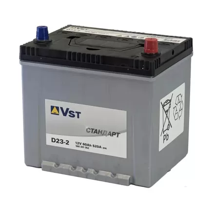 VST Стандарт D23-2 60 A/h 520 A JR+ 230x175x220 мм