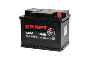 Kraft AGM StartStop 60 A/h 680 A R+ 242x175x190 мм