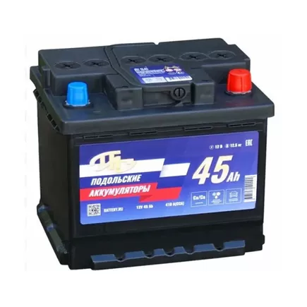 Подольские аккумуляторы 45 A/h 410 А R+ 207x175x190 мм