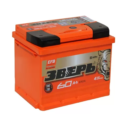 Зверь EFB 6СТ-60 Евро 60 A/h 640 A R+ 242x175x190 mm