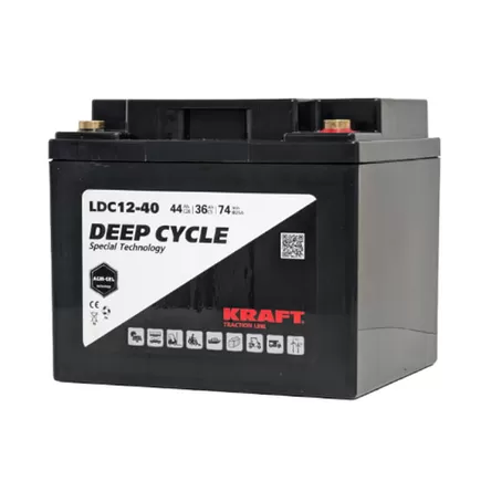 Аккумулятор Kraft 12V-44 Ah (C20) L (12В/44 А·ч)