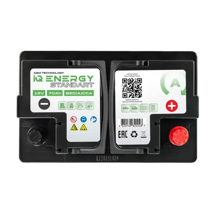 IQ Power Standart AGM 70 A/h 820 А R+ 278x175x190 мм