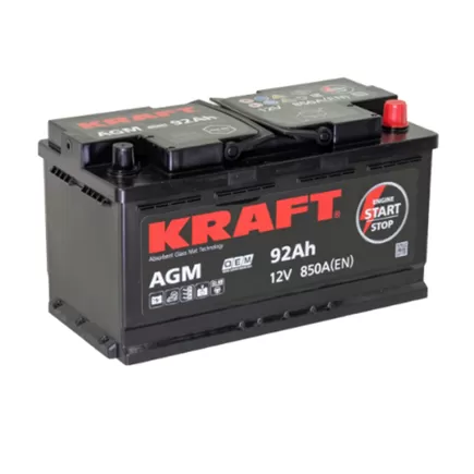Kraft AGM Start&Stop 92 A/h 850 A R+ 353x175x190 мм