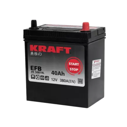 Kraft EFB Asia 40 JR 40 A/h 380 A R+ 196x126x220 мм
