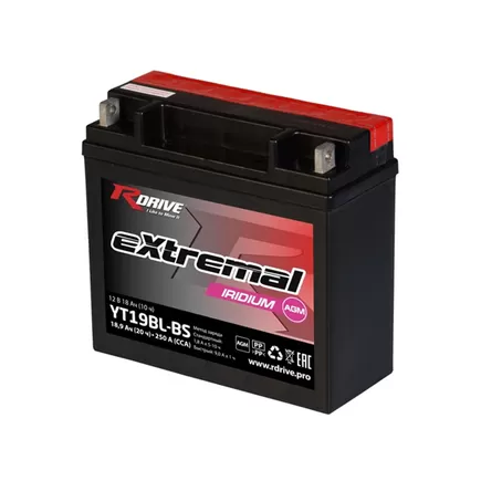 RDrive eXtremal Iridium YT19BL-BS 18 A/h 250 A R+ 181x77x167 мм
