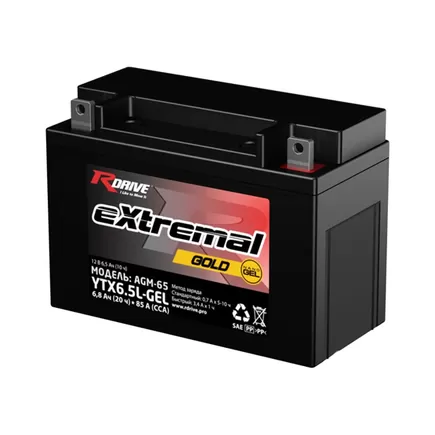RDrive Extremal Gold YTX6.5L-GEL 6.5 A/h 85 A R+ 139x66x102 мм