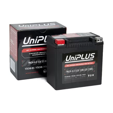 UniPlus AGM MX14-4 13 A/h 210 A L+ YTX14 150x88x145 мм