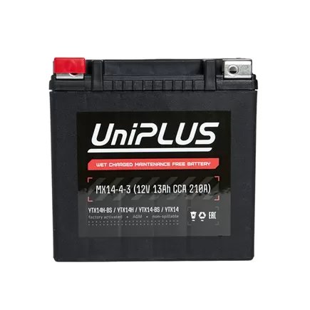 UniPlus AGM MX14-4 13 A/h 210 A L+ YTX14 150x88x145 мм