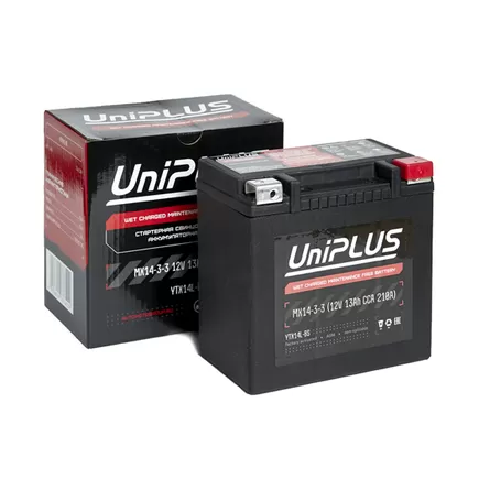 UniPlus AGM MX14-3 13 A/h 210 A R+ YTX14L 150x88x145 мм