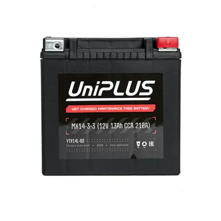 UniPlus AGM MX14-3 13 A/h 210 A R+ YTX14L 150x88x145 мм