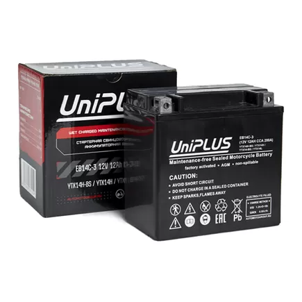 UniPlus AGM EB14C-3 12 A/h 200 A R+ YTX14L 151x88x147 мм