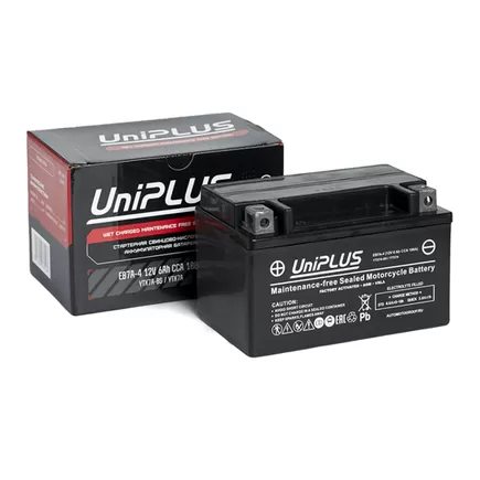 UniPlus AGM EB7A-4 6 A/h 100 A L+ YTX7A 150x86x94 мм