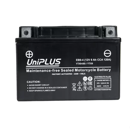UniPlus AGM EB9-4 8 A/h 120 А L+ YTX9 150x87x107 мм