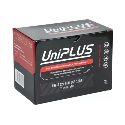UniPlus AGM EB9-4 8 A/h 120 А L+ YTX9 150x87x107 мм