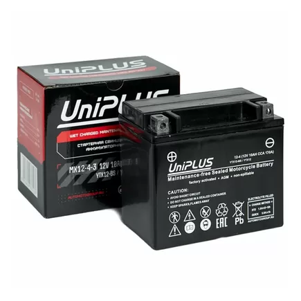 UniPlus MX12-4-3 10 A/h 170 А L+ YTX12 150x87x130 мм