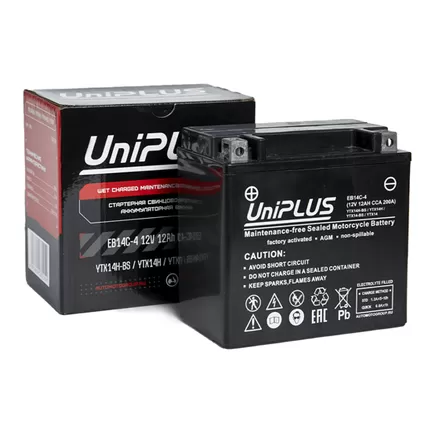UniPlus AGM EB14C-4 12 A/h 200 A L+ YTX14 151x88x147 мм