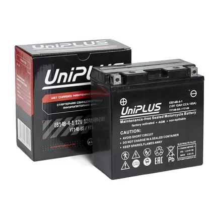 UniPlus AGM EB14B-4 12 A/h 185 A L+ YT14B 150x70x146 мм