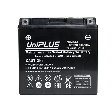 UniPlus AGM EB14B-4 12 A/h 185 A L+ YT14B 150x70x146 мм