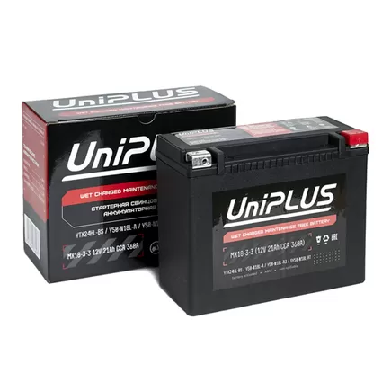 UniPlus AGM MX18-3 21 A/h 360 A R+ YTX24HL 204x91x159 мм