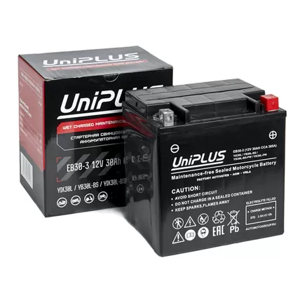 UniPlus AGM EB30-3 30 A/h 385 A R+ YIX30L 166x128x173 мм