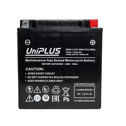 UniPlus AGM EB30-3 30 A/h 385 A R+ YIX30L 166x128x173 мм