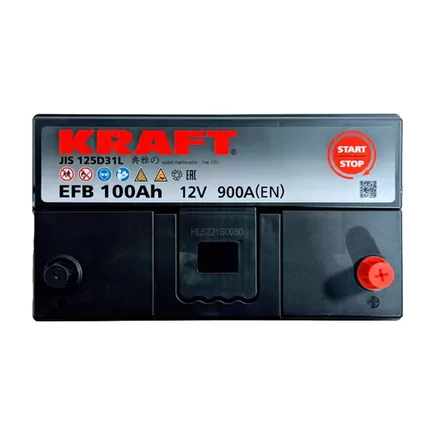 Kraft EFB Asia 100 JR 100 A/h 900 A R+ 310x175x220 мм