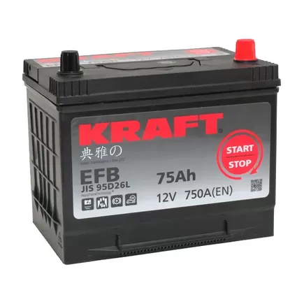 Kraft EFB Asia 75 JR 75 A/h 750 A R+ 260x175x220 мм