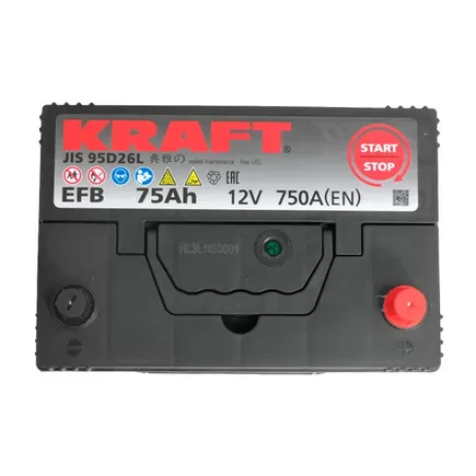 Kraft EFB Asia 75 JR 75 A/h 750 A R+ 260x175x220 мм