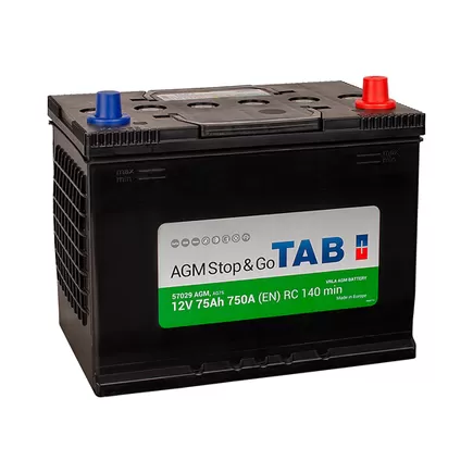 Tab EcoDry Stop&Go AGM 75 A/h 750 А R+ 260x175x220 мм